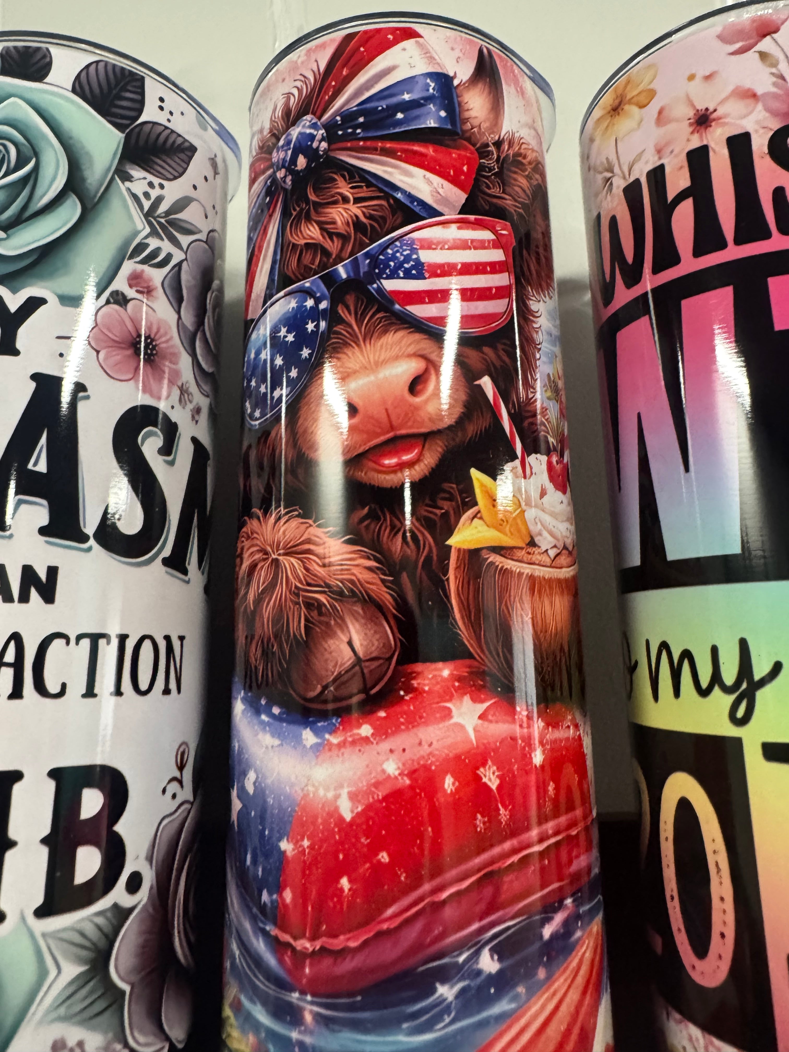 Red White & Blue Cow 20 OZ Tumbler