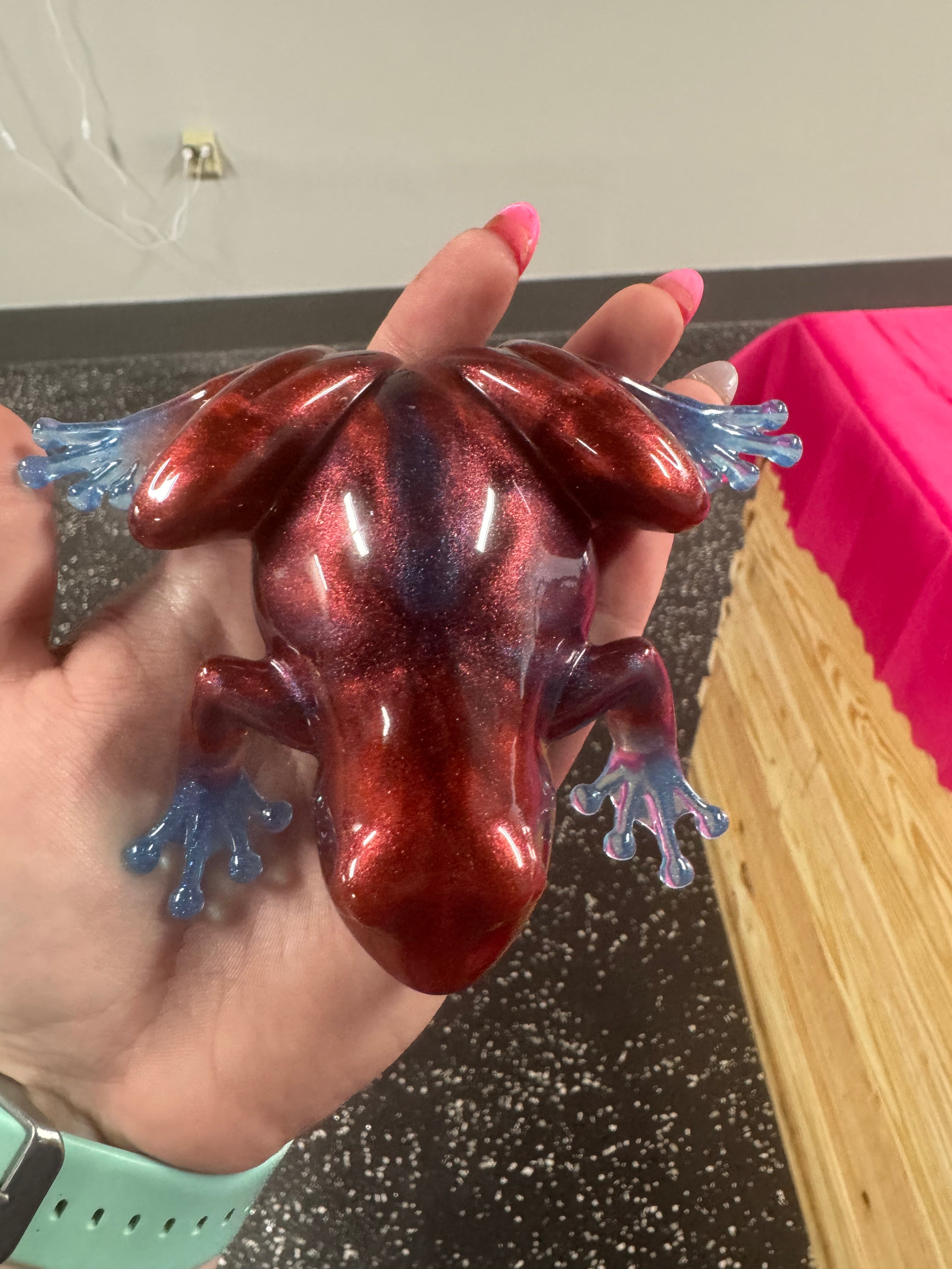 Red And Blue Resin Frog